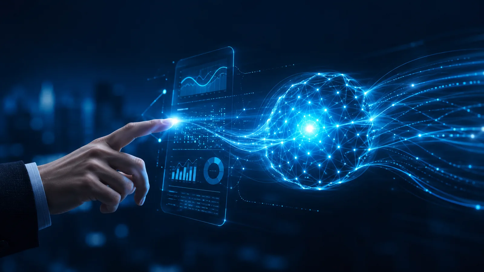 Professional artificial intelligence and analytics visualization representing modern data and automation work